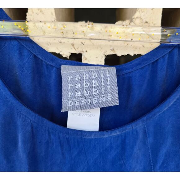 Vintage Rabbit Rabbit Rabbit Designs  Blue Maxi Slip Dress & Jacket Set Size 8 - Picture 5 of 6